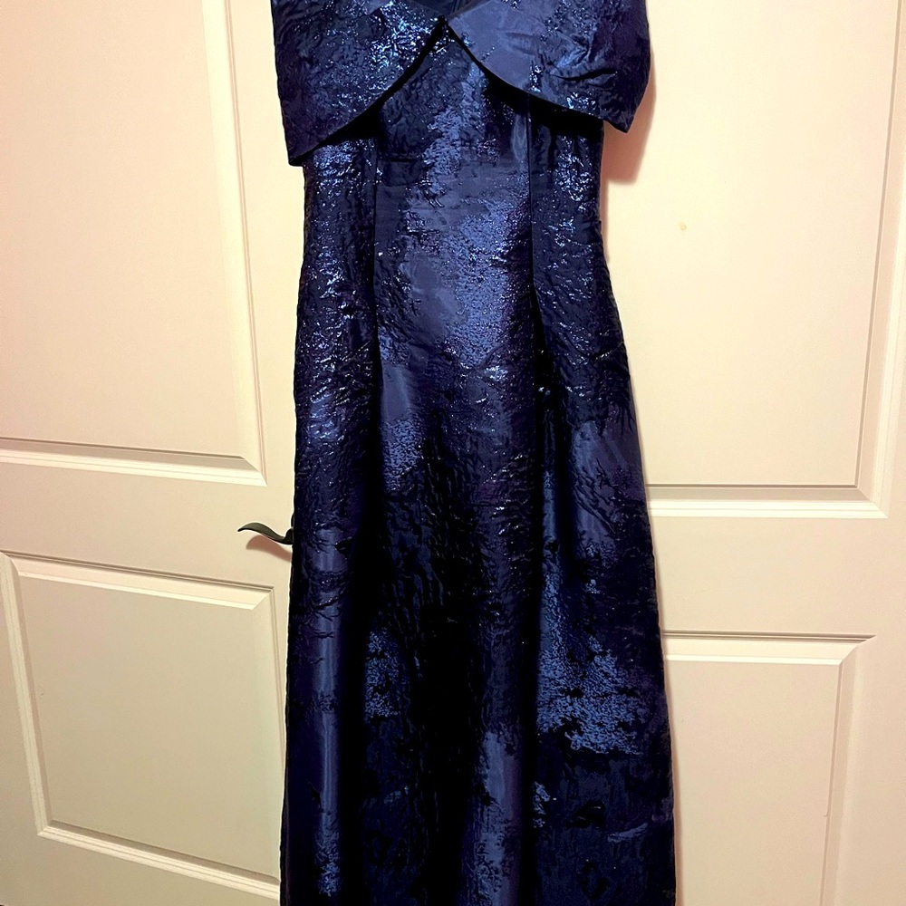 Mother of the bride dress, worn once, very rich cobalt blue with design